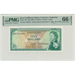 Caraïbes orientales, 5 dollars (1965) - PMG 66 EPQ