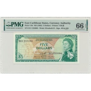 East Caribbean, 5 Dollars (1965) - PMG 66 EPQ