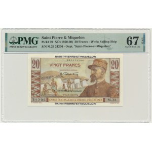Saint-Pierre et Miquelon, 20 francs (1950-60) - PMG 67 EPQ