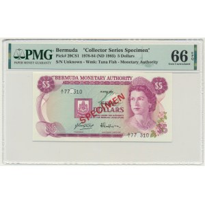 Bermuda, 5 Dollars (1985) - SPECIMEN - PMG 66 EPQ