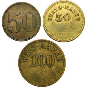 Súprava, Świętochłowice, baňa Nemecko, 50 Fenig a 100 Fenig (3 kusy).