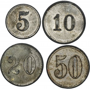 Set, Beuthn, Bobrek, Julienhütte, 5 Pfennig, 10 Pfennig, 20 Pfennig and 50 Pfennig (4 pcs.)