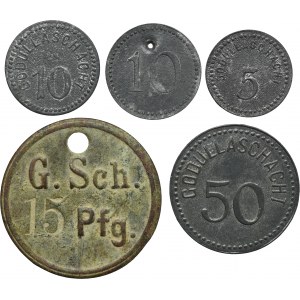 Set, Ruda in Oberschlesien, Morgenroth, Godullaschacht, 5 Pfennig, 10 Pfennig, 15 Pfennig and 50 Pfennig (5 pcs.)