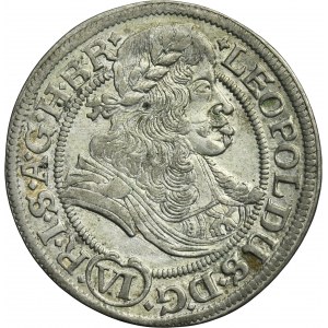 Silesia, Habsburg rule, Leopold I, 6 Kreuzer Breslau 1673 SHS