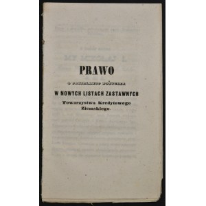 Zákon o půjčování nových hypotečních zástavních listů Úvěrové společnosti Země