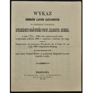 Liste des numéros de lettres de gage (...) tirées