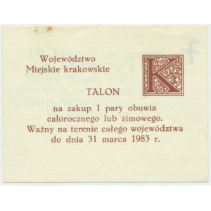 Krakovské vojvodství, poukázka na nákup 1 páru bot, 1983