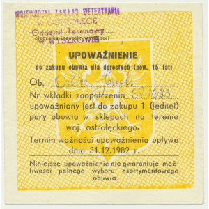 Województwo Ostrołęckie, talon na zakup 1 pary obuwia, 1982