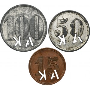 Set, Hindenburg, Borsigwerk, Arbeitskommando Borsigwerk, 15 Pfennig, 50 Pfennig and 100 Pfennig (3 pcs.)