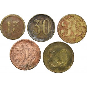 Set, Zabrze, Borzyków, Borsygwerk Working Detachment, 15 Fenig, 30 Fenig a 50 Fenig (5 kusov).