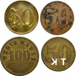 Set, Hindenburg, Borsigwerk, 50 Pfennig nad 100 Pfennig (4 pcs.)