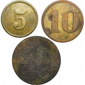 Set, Königshütte, Bismarckhütte, Bismarckhütte, 5 Pfennig, 10 Pfennig and 40 Pfennig (3 pcs.)