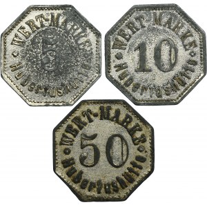 Set, Beuthn, Lagiewnick, Huberthushütte, 5 Pfennig, 10 Pfennig and 50 Pfennig (3 pcs.)