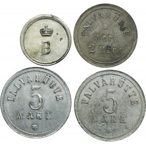 Set, Schwientochlowitz, Falvahütte, 25 Pfennig, 2 Mark and 5 Mark (4 pcs.)