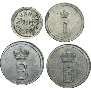 Set, Schwientochlowitz, Falvahütte, 25 Pfennig, 2 Mark and 5 Mark (4 pcs.)