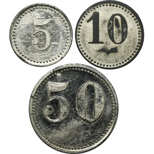 Set, Beuthn, Miechowitz, Preussengrube, 5 Pfennig, 10 Pfennig and 50 Pfennig (3 pcs.)