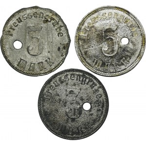 Set, Beuthn, Miechowitz, Preussengrube, 3 Mark and 5 Mark (3 pcs.)
