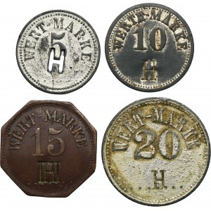 Set, Beuthn, Szomberg, Hohenzollerngrube, 5 Pfennig, 10 Pfennig, 15 Pfennig and 20 Pfennig (4 pcs.)