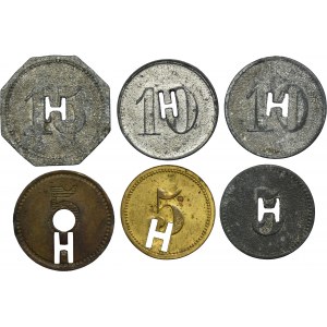 Set, Beuthn, Szomberg, Hohenzollerngrube, 5 Pfennig, 10 Pfennig i 15 Pfennig (6 pcs.)