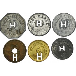 Set, Beuthn, Szomberg, Hohenzollerngrube, 5 Pfennig, 10 Pfennig i 15 Pfennig (6 pcs.)