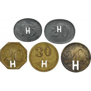 Set, Beuthn, Szomberg, Hohenzollerngrube, 15 Pfennig, 20 Pfennig i 30 Pfennig (5 pcs.)