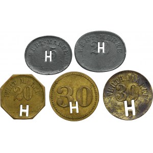 Set, Beuthn, Szomberg, Hohenzollerngrube, 15 Pfennig, 20 Pfennig i 30 Pfennig (5 pcs.)
