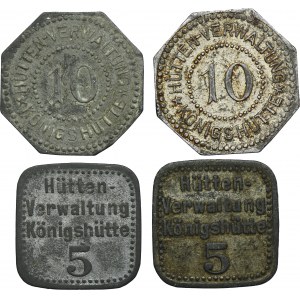 Súprava, Chorzów, Królewska Huta, 5 Fenig a 10 Fenig (4 kusy).