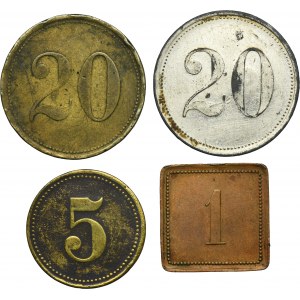 Set, Ruda in Oberschlesien, Friedenshütte, Hütten Kaufhaus, 1 Pfennig, 5 Pfennig and 20 Pfennig (3 pcs.)