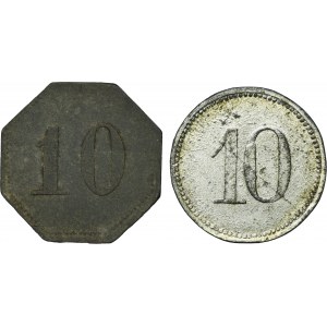 Set, Ruda in Oberschlesien, Orzegow, Grubenschlafhaus Gotthardtschacht, 10 Pfennig (2 pcs.)