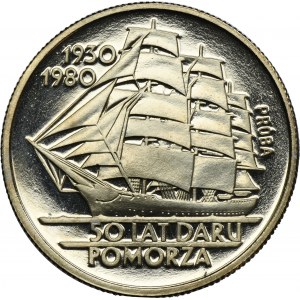 PRÓBA NIKIEL, 20 złotych 1980 50 Lat Daru Pomorza - daty na górze