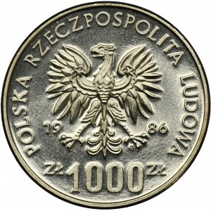 PRÓBA NIKIEL, 1.000 złotych 1986 Narodowy Czyn Pomocy Szkole