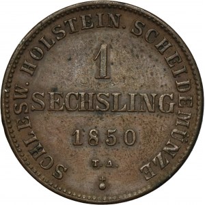 Germany, Duchy of Schleswig-Holstein, Christian VII, 1 Sechsling Altona 1850 TA