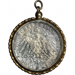 Germany, Bavaria, Regent Luitpold, 3 Mark Munich 1911 D