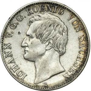 Germany, Kingdom of Saxony, Johann V, Thaler Dresden 1861 B