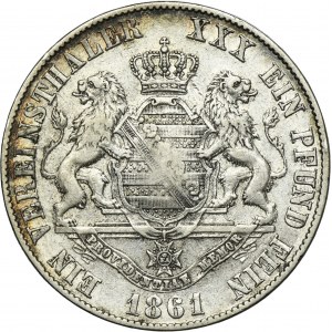 Germany, Kingdom of Saxony, Johann V, Thaler Dresden 1861 B