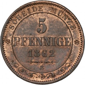 Germany, Kingdom of Saxony, Johann V, 5 Pfennig Dresden 1862 B