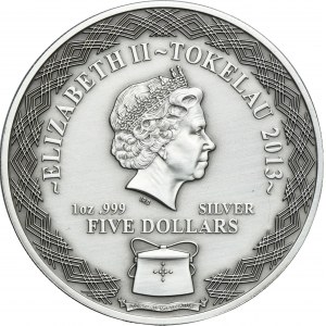 Tokelau, Elizabeth II, 5 Dollars 2013 - Crocodile