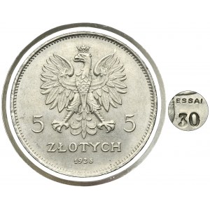 NICKEL PROBE, Nike, 5 zloty 1928 - ESSAI - VERY RARE