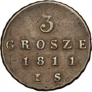 Duché de Varsovie, 3 grosze Varsovie 1811 IS