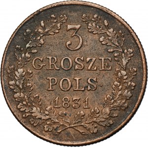 November Uprising, 3 Groschen Warsaw 1831 KG