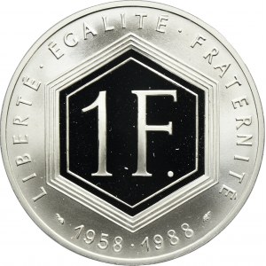 France, Fifth Republic, 1 Franc Paris 1988 - Charles de Gaulle