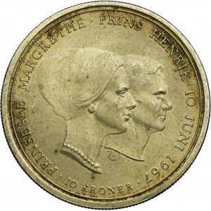 Denmark, Frederick IX, 10 Kroner Copenhagen 1967 - Wedding of Princess Margaret