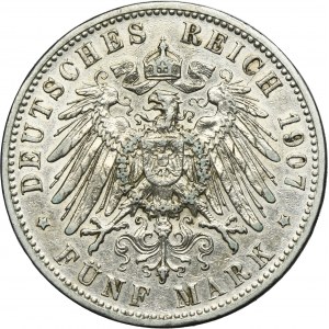 Germany, Kingdom of Bavaria, Otto, 5 Mark Munich 1907 D