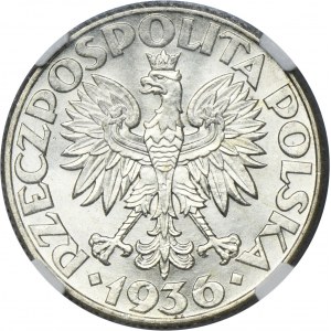 Żaglowiec, 2 złote 1936 - NGC MS65+