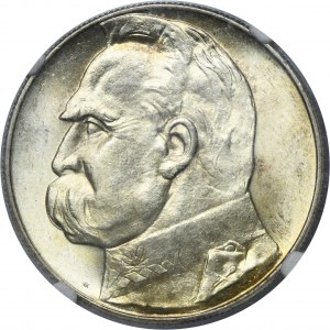 Piłsudski, 10 złotych 1938 - NGC MS62