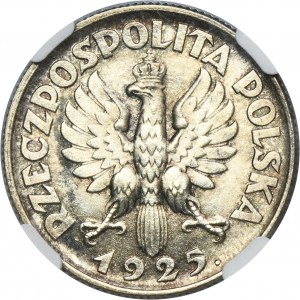 Kobieta i kłosy, 1 złoty Londyn 1925 - kropka po dacie - NGC MS65