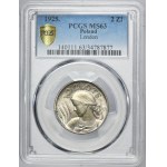 Žena a uši, 2 zlaté Londýn 1925 - bodka po dátume - PCGS MS63