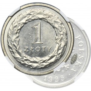 PRÓBA MIEDZIONIKIEL, 1 złoty 1995 - NGC MS66 - BARDZO RZADKIE