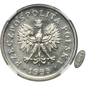 PRÓBA MIEDZIONIKIEL, 1 złoty 1995 - NGC MS66 - BARDZO RZADKIE