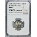 PRÓBA MIEDZIONIKIEL, 1 złoty 1995 - NGC MS66 - BARDZO RZADKIE
